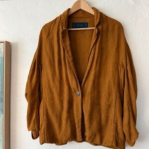 Zara palm textured golden blazer jacket small